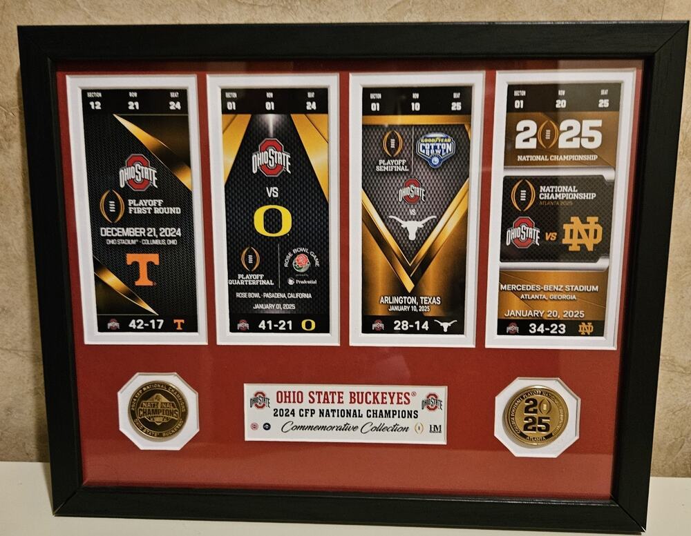 Ohio State Buckeyes 2024 National Champions CFP Football Framed Display